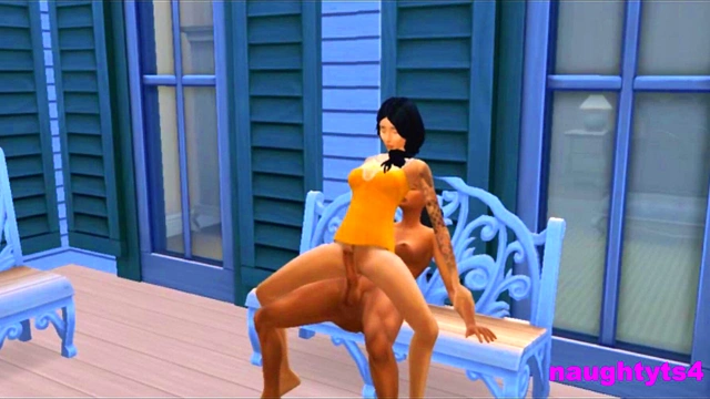 Cheating Neighbour Rides Futa Cock On The Balcony