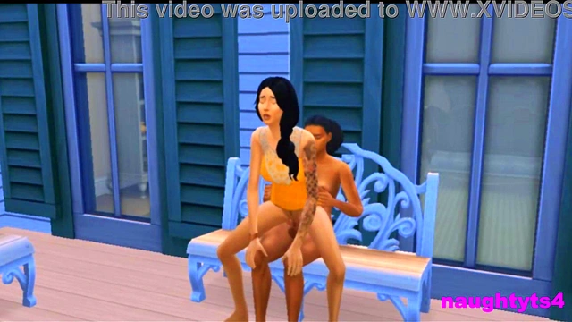 Cheating Neighbour Rides Futa Cock On The Balcony