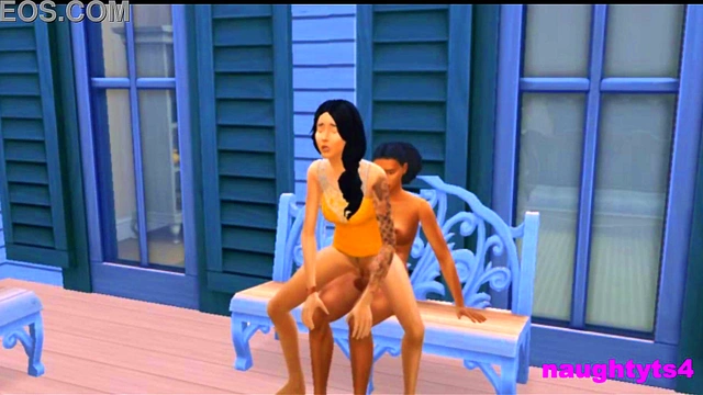 Cheating Neighbour Rides Futa Cock On The Balcony