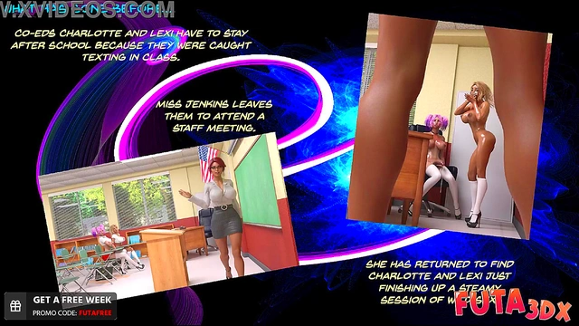 Futa3d X - Hot Teacher Shoves Her Big Futa Cock In Hot Big Tittied Babes