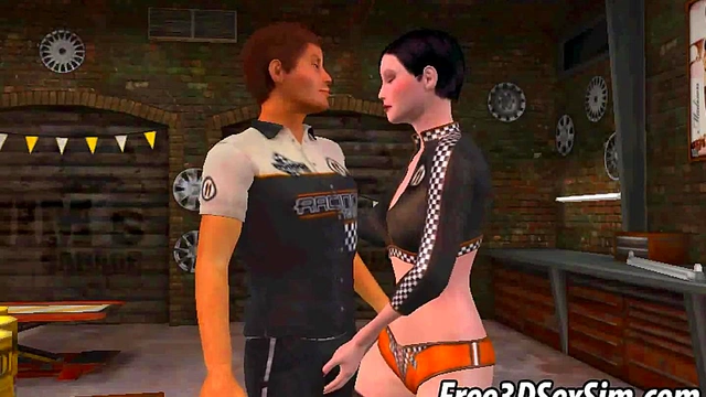 Tasty 3D brunette babe getting fucked by a mechanic