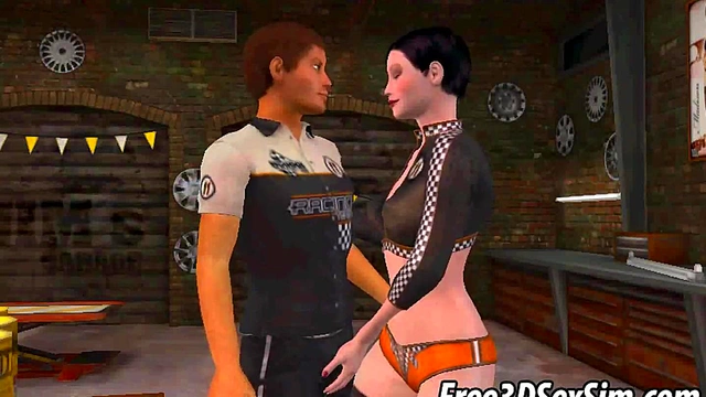 Tasty 3D brunette babe getting fucked by a mechanic