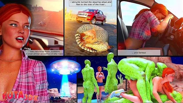 Futa3d X - BIG DICKED FUTA ALIENS Fucking Hot Brunette And Redhead