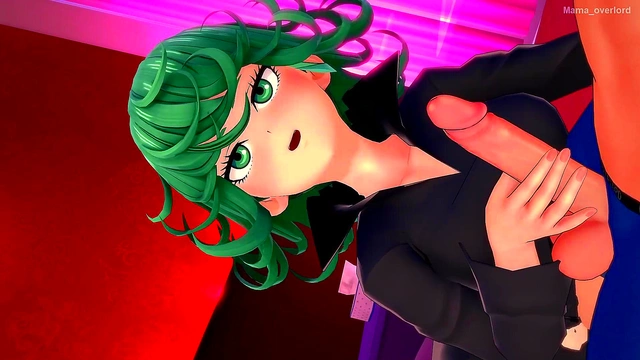 Hot Tatsumaki strips naked to fuck in the love hotel (uncensored hentai)