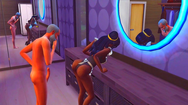 Elderly man eating hot maid // The sims 4 // hentai