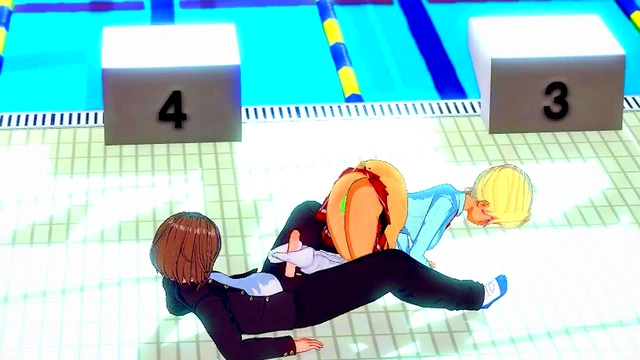 Hentai girl making handjob in the swimming pool