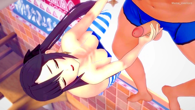 Mona puts on a swimsuit to jerk off (hentai) (uncensored) (genshin impact)