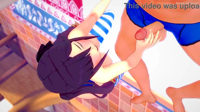 Mona puts on a swimsuit to jerk off (hentai) (uncensored) (genshin impact)