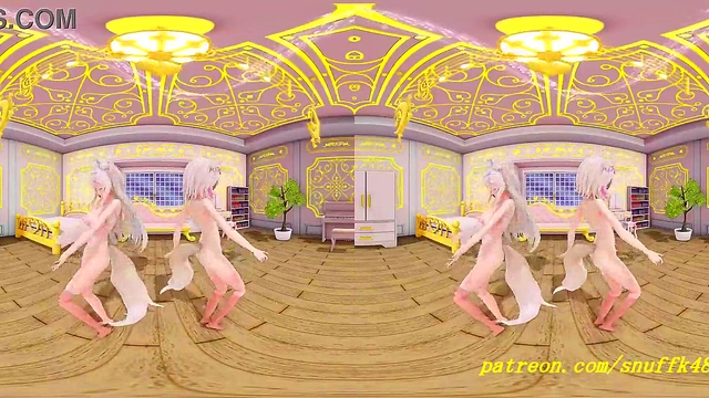 VR180 mmd Fuwa Moco nude Dance 3d hololive Hentai