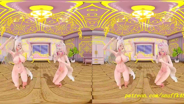 VR180 mmd Fuwa Moco nude Dance 3d hololive Hentai