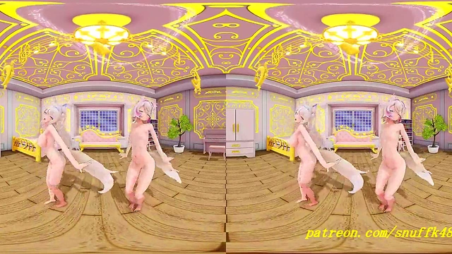 VR180 mmd Fuwa Moco nude Dance 3d hololive Hentai