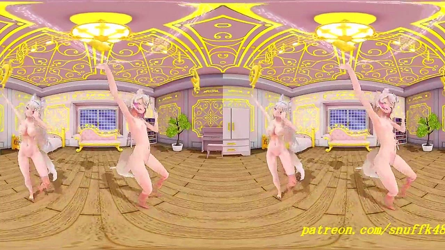 VR180 mmd Fuwa Moco nude Dance 3d hololive Hentai
