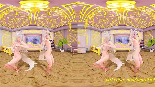 VR180 mmd Fuwa Moco nude Dance 3d hololive Hentai