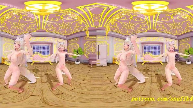 VR180 mmd Fuwa Moco nude Dance 3d hololive Hentai