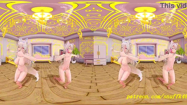 VR180 mmd Fuwa Moco nude Dance 3d hololive Hentai