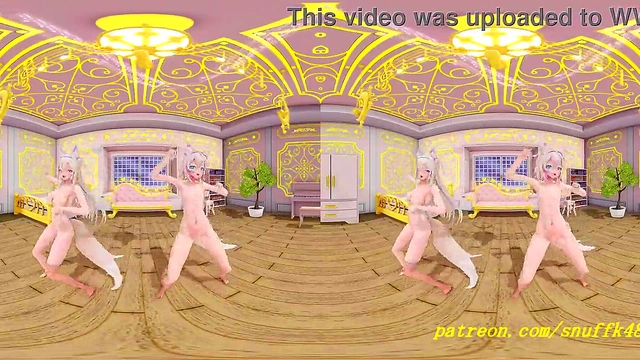 VR180 mmd Fuwa Moco nude Dance 3d hololive Hentai