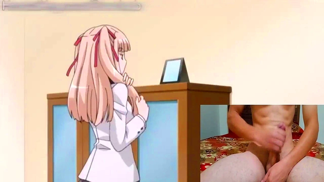 Japanese student very horny watching hentai