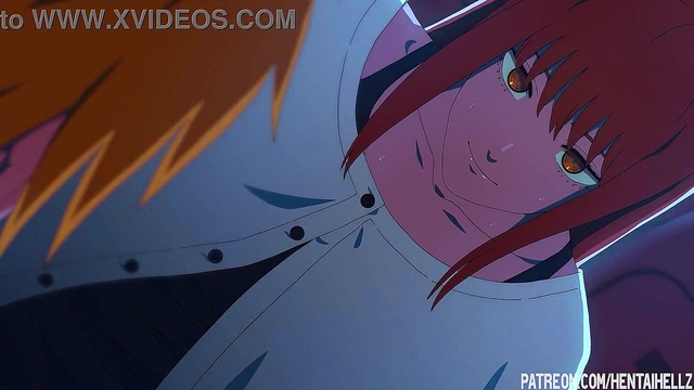 Makima got excited from public sex in the cinema hentai anime