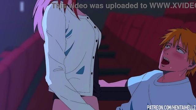 Makima got excited from public sex in the cinema hentai anime