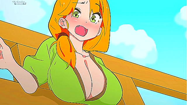 Alex got stuck in the fence'but Steve couldn't get past! ,Hentai,Cartoon,Parody !