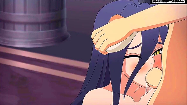 Albedo giving a blowjob to master (Ovelord Hentai parody)