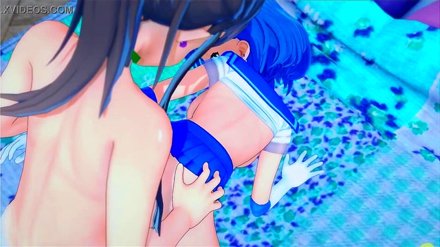 Sailor Jupiter fucks Sailor Mercury with a strapon doggystyle - Sailor Moon HentaiHentai