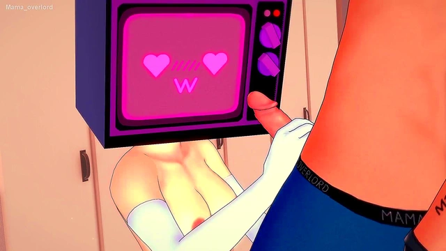 TV Woman takes off her swimsuit to fuck (hentai version)