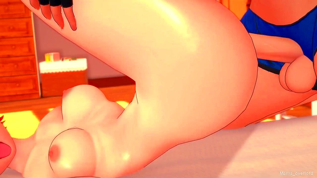 The cute Gwen is wet and takes off her swimsuit to fuck (adult version) (hentai)