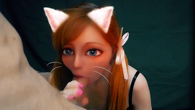 Hentai in real life Furry cat girl waifu blowjob