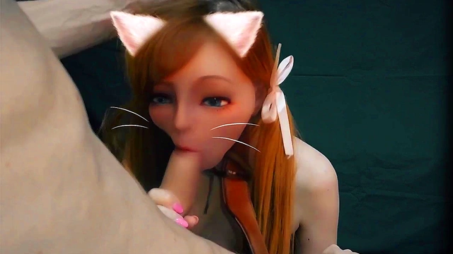 Hentai in real life Furry cat girl waifu blowjob
