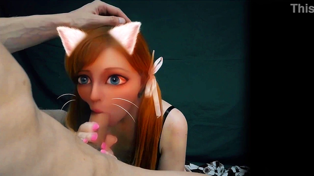 Hentai in real life Furry cat girl waifu blowjob