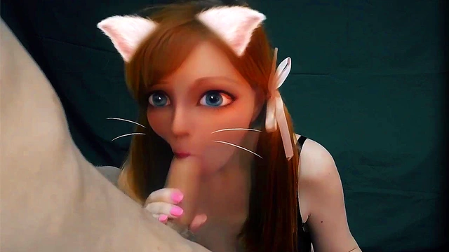 Hentai in real life Furry cat girl waifu blowjob