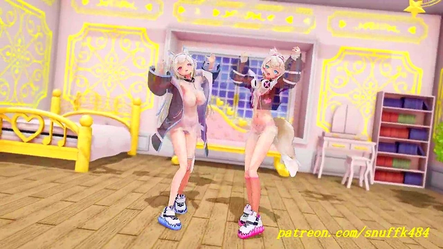 no VR mmd Fuwa Moco Dance 3d hololive Hentai