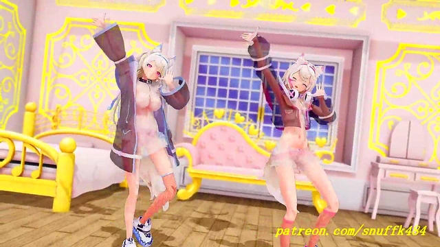 no VR mmd Fuwa Moco Dance 3d hololive Hentai