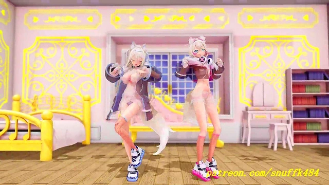 no VR mmd Fuwa Moco Dance 3d hololive Hentai