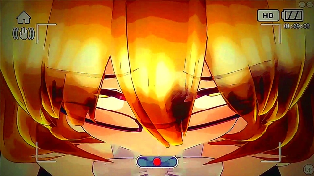 Hentai busty blonde sucks a huge cock