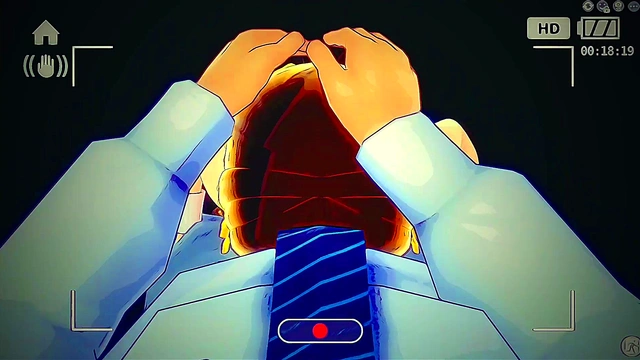 Hentai busty blonde sucks a huge cock