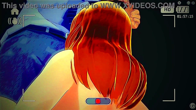 Hentai busty blonde sucks a huge cock