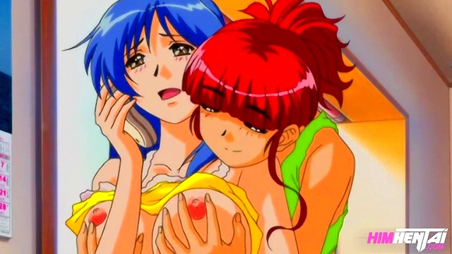 Hentai Uncensored - He masturbates his horny stepsister while talking to her boyfriend