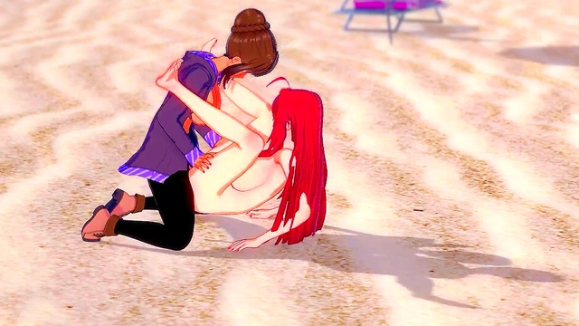 Hentai Rias Gremory getting fucked by a Futanari on the beach