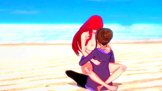 Hentai Rias Gremory getting fucked by a Futanari on the beach