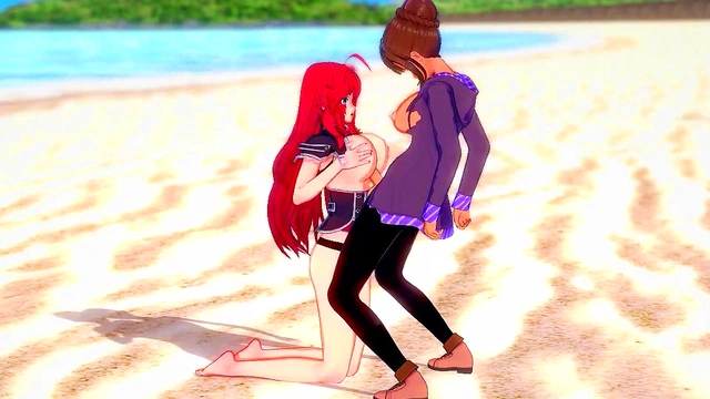 Hentai Rias Gremory getting fucked by a Futanari on the beach