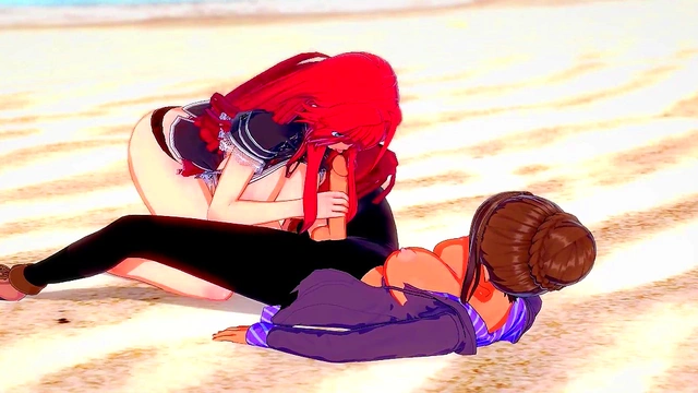 Hentai Rias Gremory getting fucked by a Futanari on the beach