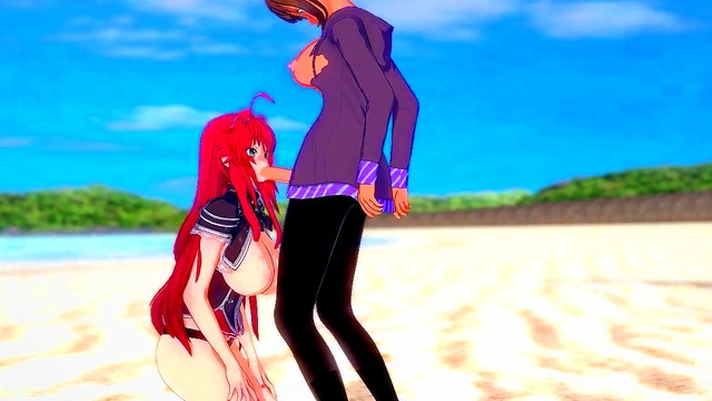 Hentai Rias Gremory getting fucked by a Futanari on the beach