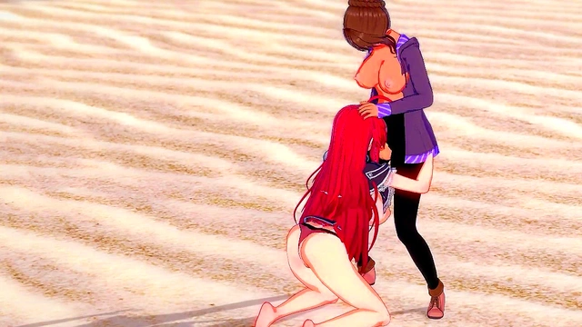 Hentai Rias Gremory getting fucked by a Futanari on the beach