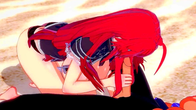 Hentai Rias Gremory getting fucked by a Futanari on the beach
