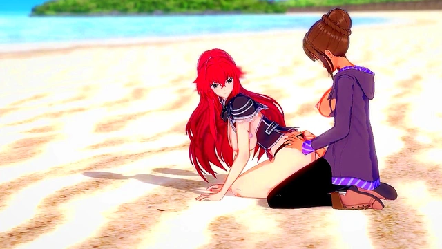 Hentai Rias Gremory getting fucked by a Futanari on the beach