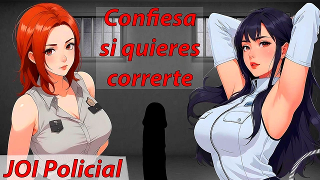 Good cop'bad cop Jerk-off instructions JOI hentai with Spanish voice