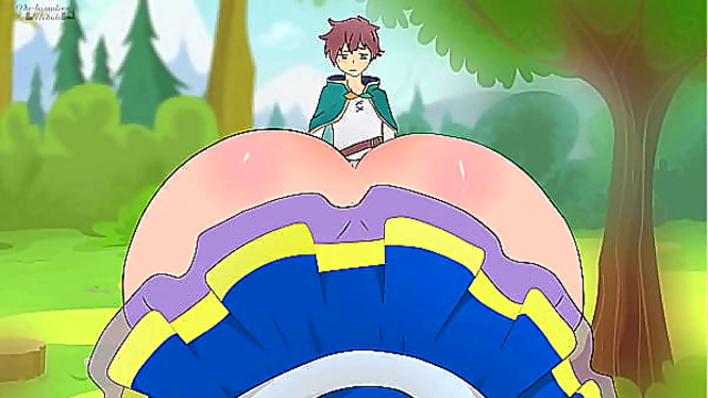 Aqua Wore a skirt that was Too short to seduce Kazuma/Hentai/Cartoon/Parody/God's