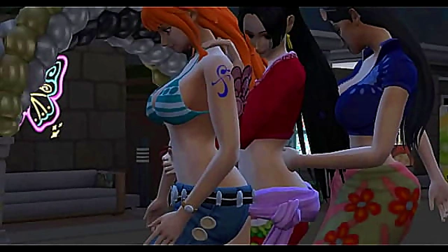 One Piece Nami x Boa Hancock x Nico Robin hentai